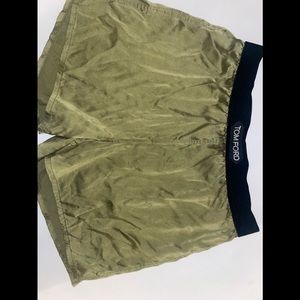 Tom Ford Velvet-trimmed silk-blend satin shorts